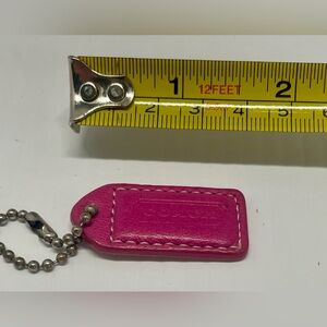 COACH Hangtag, Pink w/white stitching w/silver ball chain